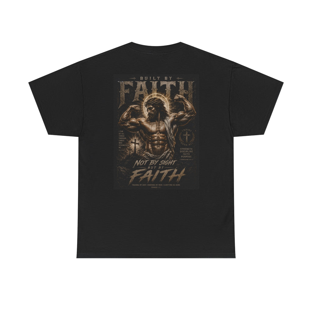 Faith Muscle T-Shirt — "Built by Faith" Christian Gym Tee