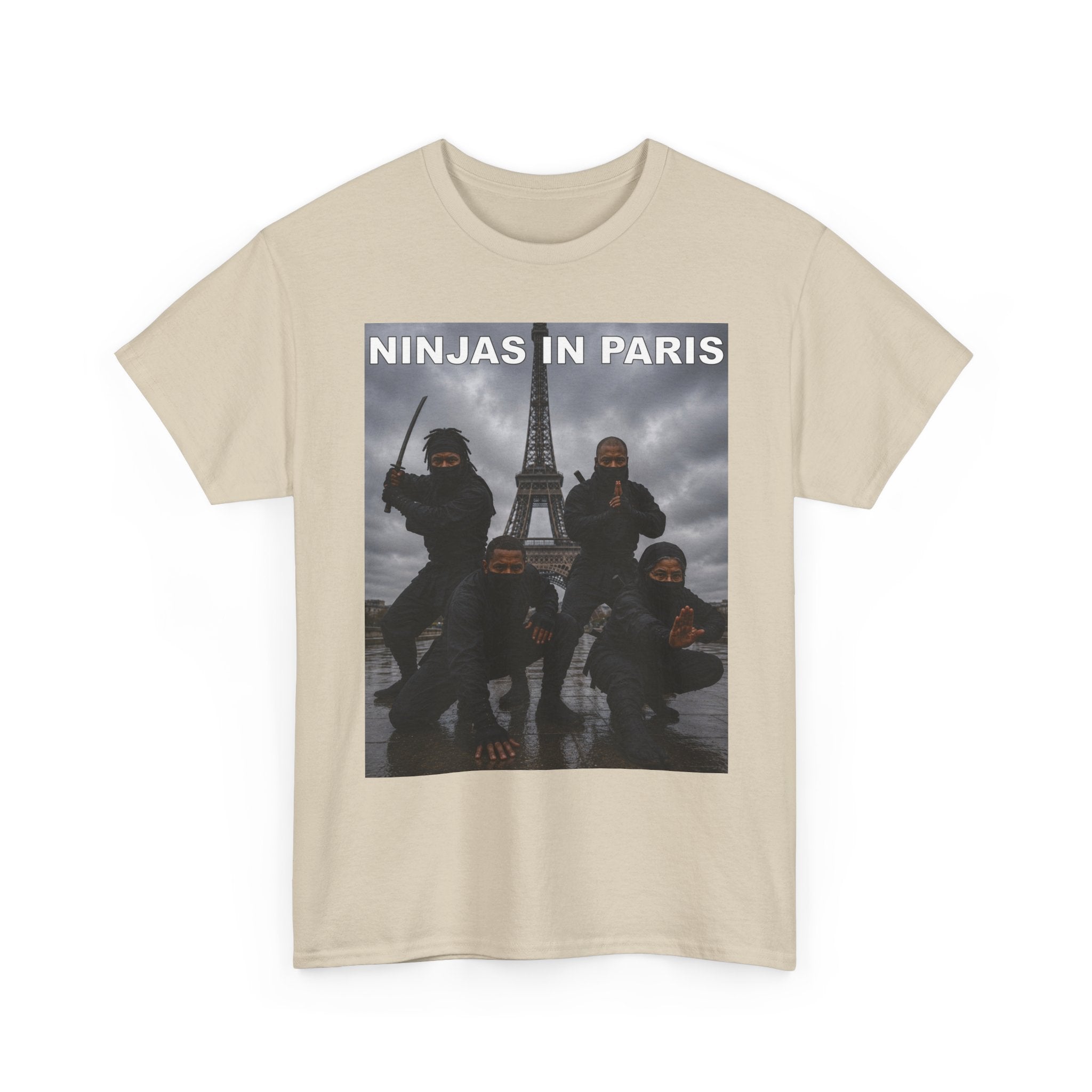 Ninjas in Paris Graphic Tee — Photo Print Eiffel Tower T‑Shirt