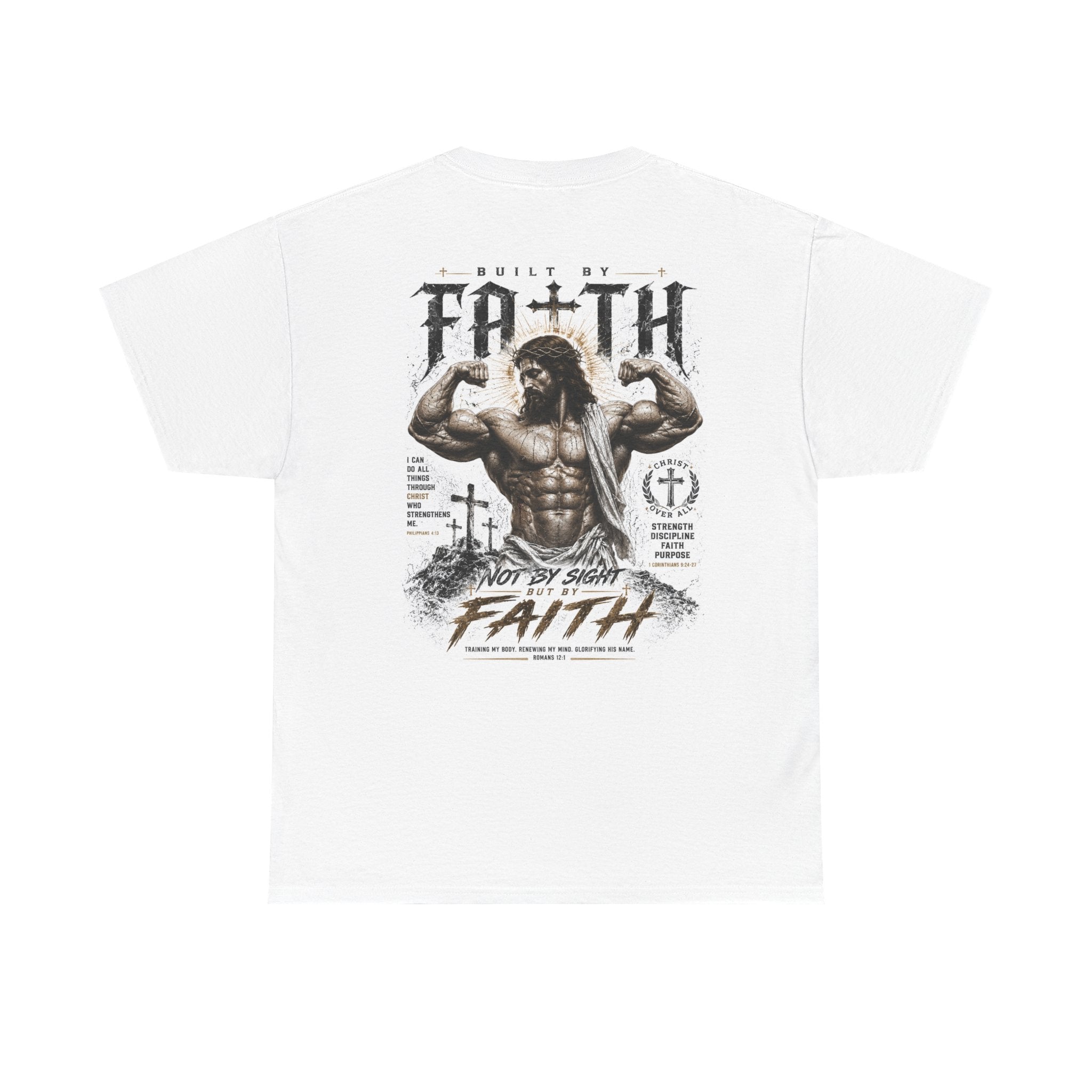 Faith Muscle T-Shirt — "Built by Faith" Christian Gym Tee