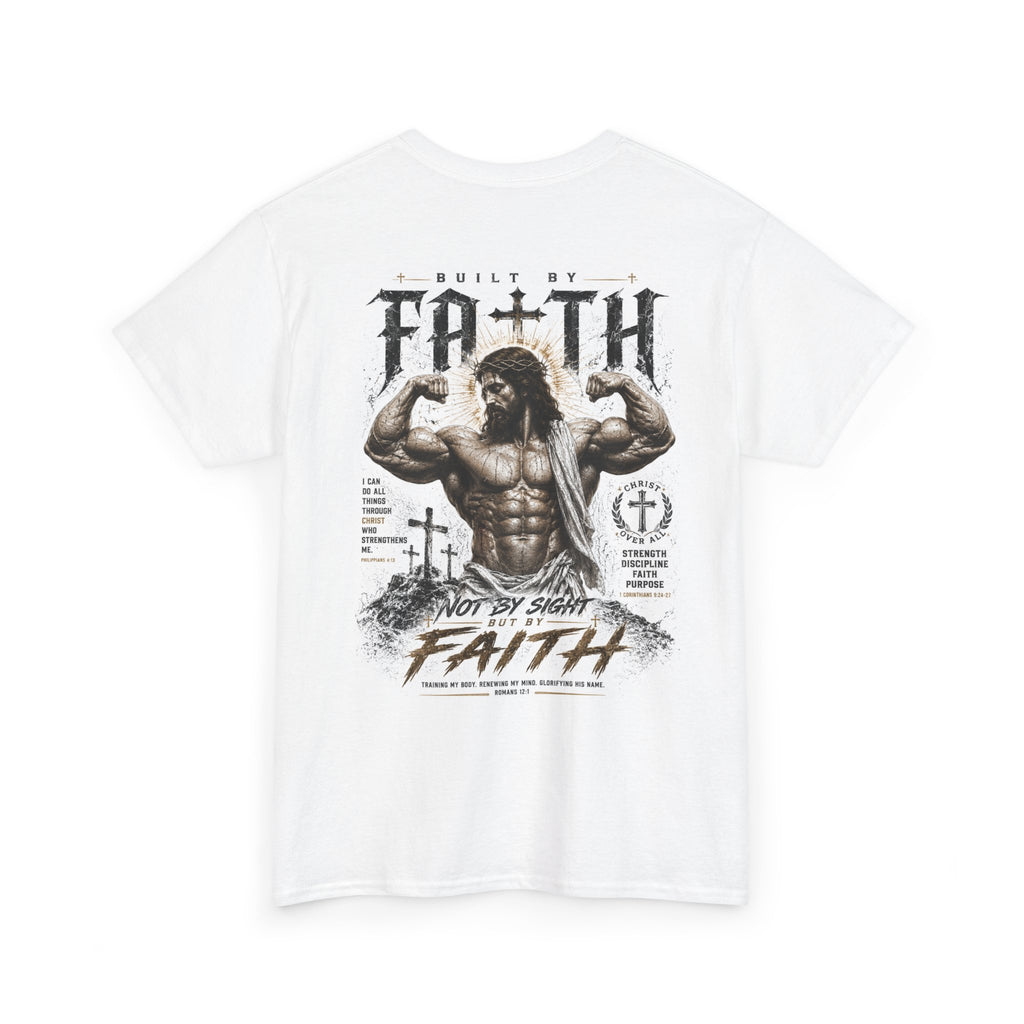 Faith Muscle T-Shirt — "Built by Faith" Christian Gym Tee