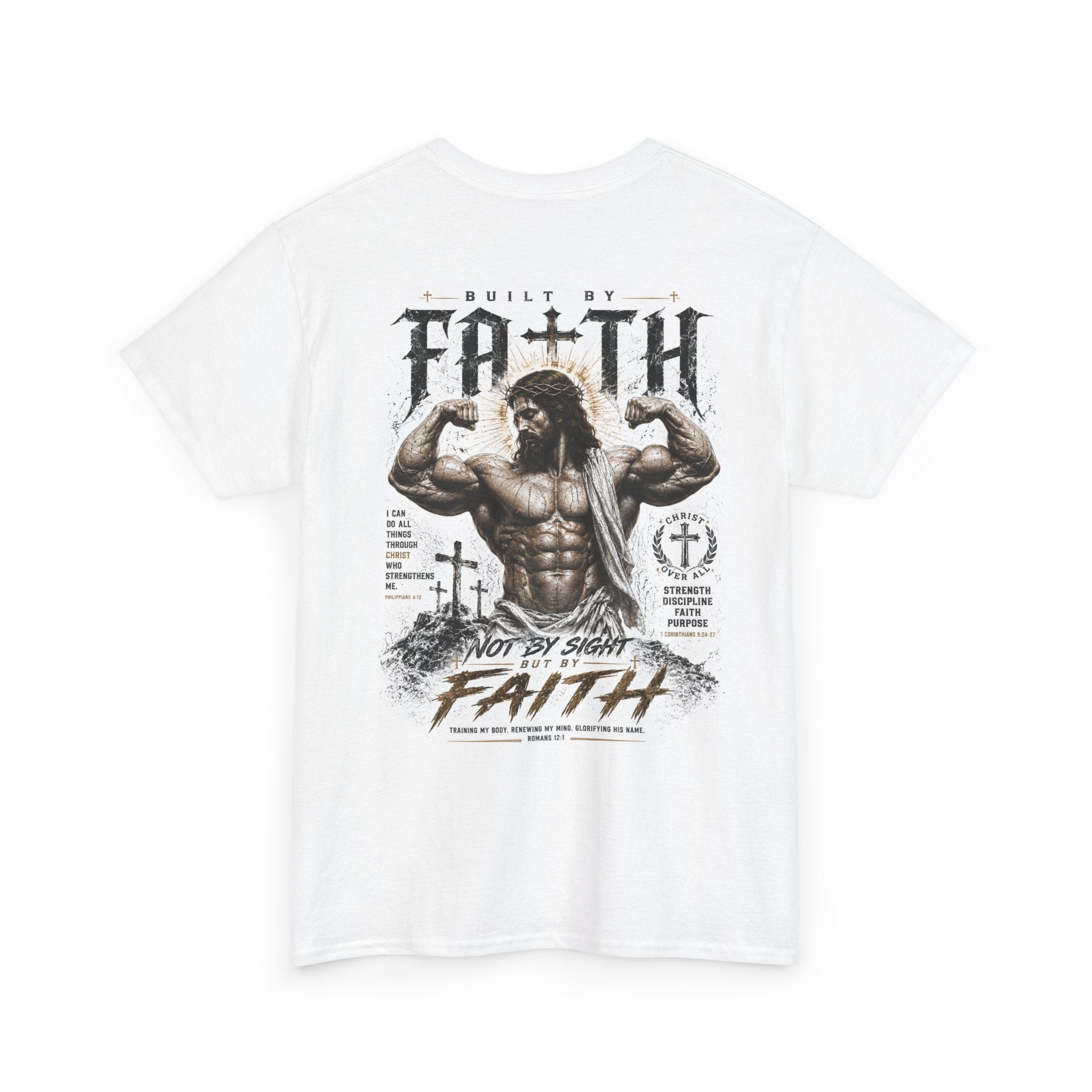 Faith Muscle T-Shirt — "Built by Faith" Christian Gym Tee