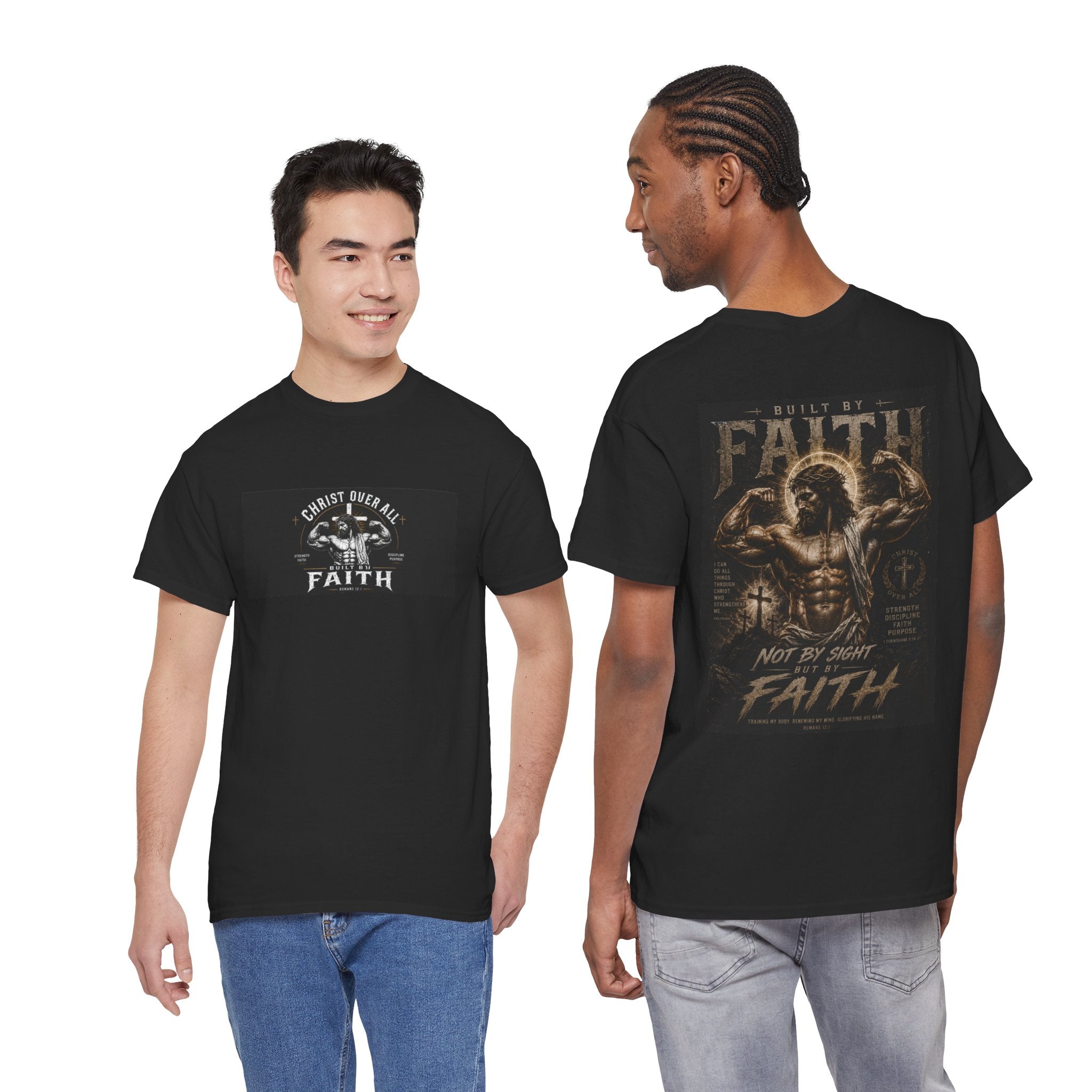 Faith Muscle T-Shirt — "Built by Faith" Christian Gym Tee