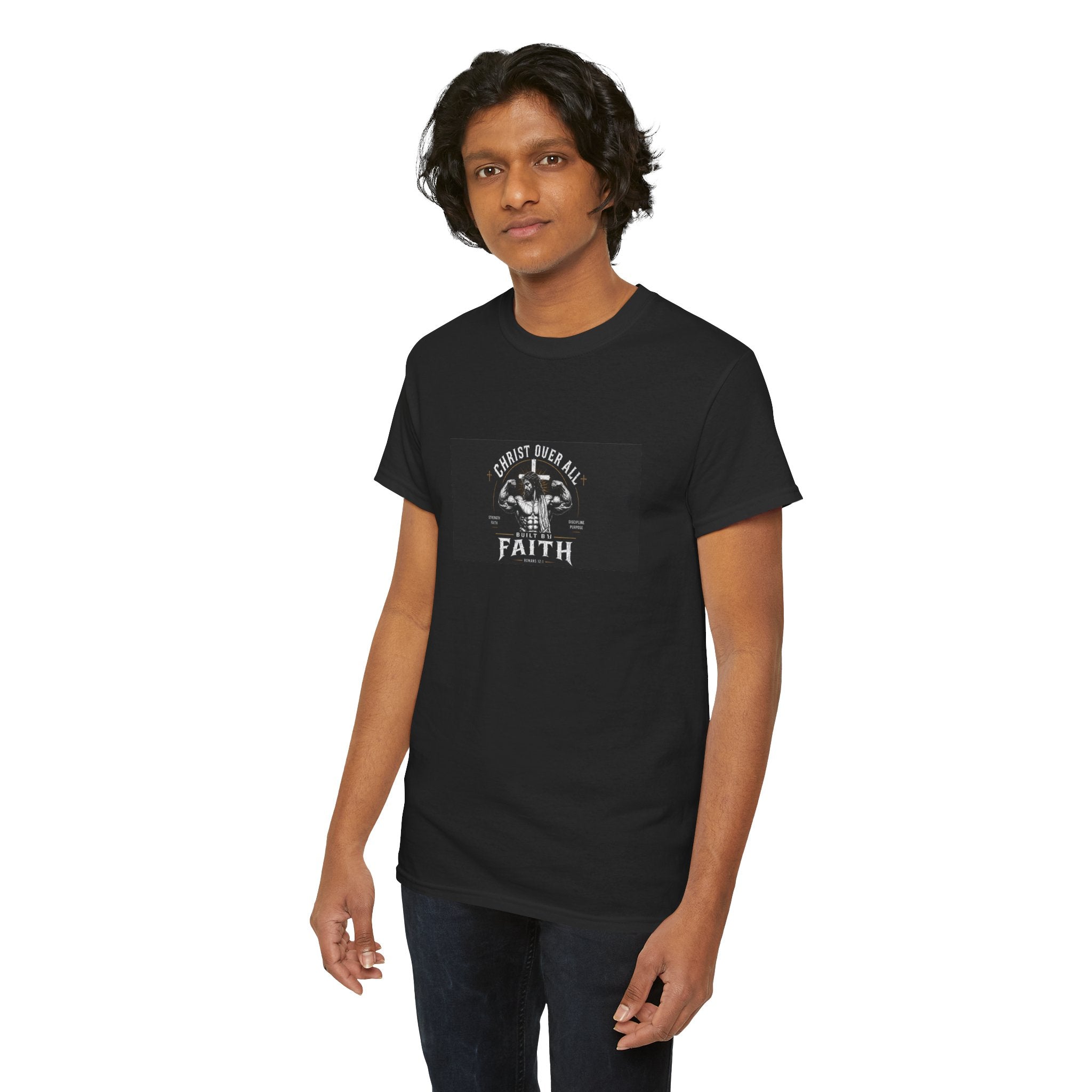 Faith Muscle T-Shirt — "Built by Faith" Christian Gym Tee