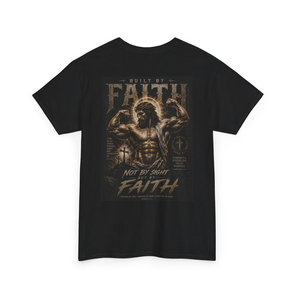 Faith Muscle T-Shirt — "Built by Faith" Christian Gym Tee