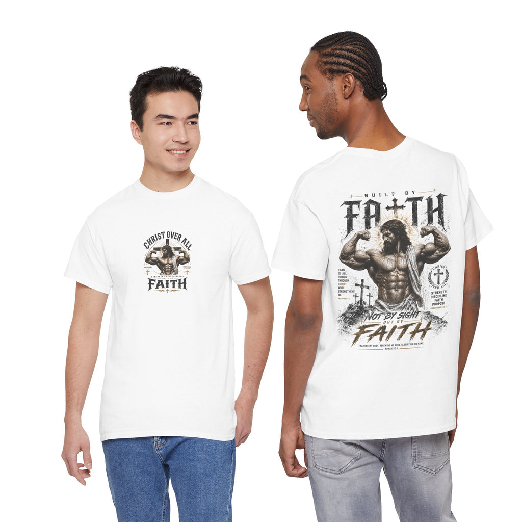 Faith Muscle T-Shirt — "Built by Faith" Christian Gym Tee