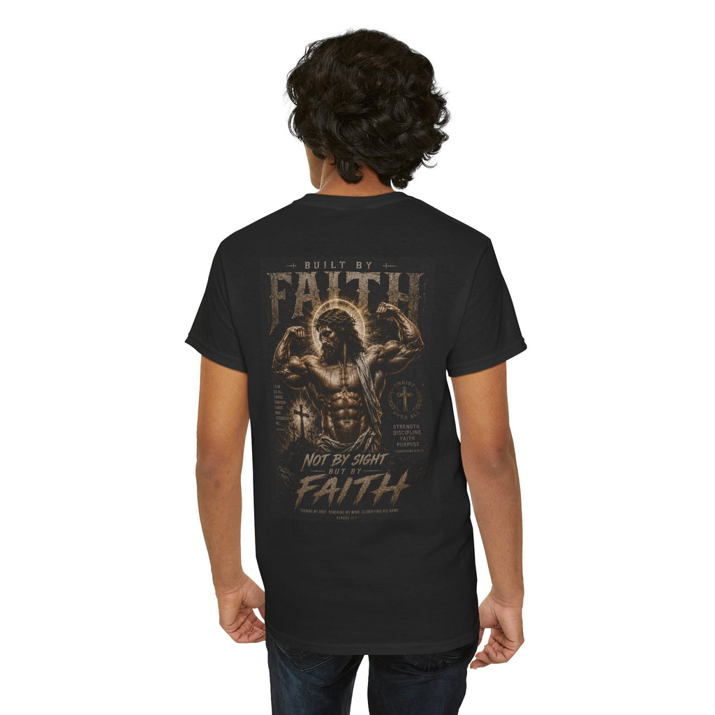 Faith Muscle T-Shirt — "Built by Faith" Christian Gym Tee