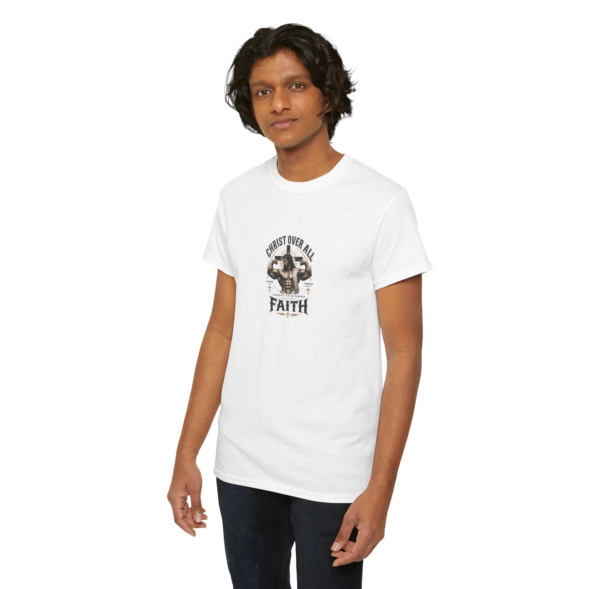 Faith Muscle T-Shirt — "Built by Faith" Christian Gym Tee
